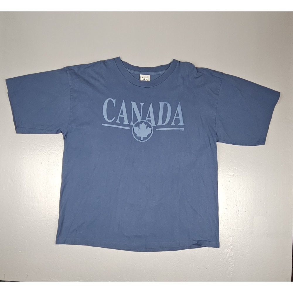 Canada T-Shirt Mens 2XL Blue Vintage 1991 Cityscape Single‎ Stitch Made In USA